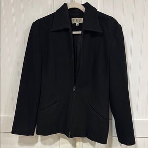 Finity black, zip-up, wool/cashmere blend stylish jacket size 8